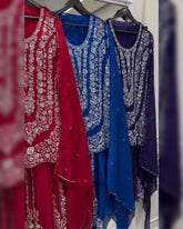 Soft Georgette Embroidery Work Sharara Suit With Dupatta