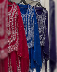 Soft Georgette Embroidery Work Sharara Suit With Dupatta