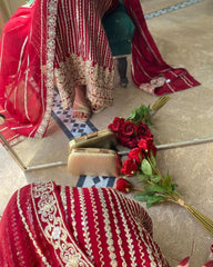 Ready To Wear Red Soft Georgette Sequence Work Pakistani Suit With Dupatta