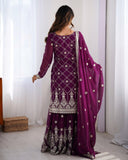 Premium Wine Soft Georgette Sequence Work Lehenga Choli With Dupatta