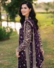 Purple Soft Georgette Embroidery Work Pakistani Suit With Dupatta