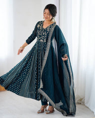 Ready To Wear Silk Embroidery Work Anarkali Suit With Dupatta