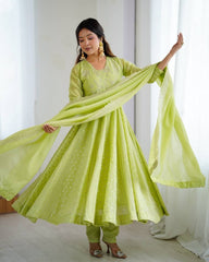 Ready To Wear Silk Embroidery Work Anarkali Suit With Dupatta