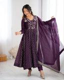 Ready To Wear Silk Embroidery Work Anarkali Suit With Dupatta
