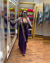 Chinon Silk Embroidery Work Saree With Blouse And Koti