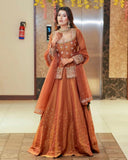 Orange & Pink Simmer Silk Embroidery Work Lehenga Choli With Dupatta