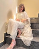 Designer White Soft Georgette Embroidery Work Pant Suit With Dupatta