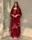Exclusive Black And Red Soft Georgette Embroidery Palazo Kurti With Dupatta