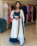 Ready To Wear White Fendy Silk Embroidery Anarkali Suit With Dupatta
