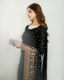 Exclusive Black Soft Georgette Embroidery Saree With Blouse