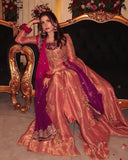 Ready To Wear Blush Pink Ultra Soft Fendy Silk Embroidery Anarkali Pant With Dupatta