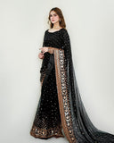 Exclusive Black Soft Georgette Embroidery Saree With Blouse