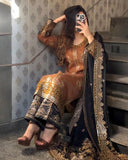 Exclusive Black Brown Soft Georgette Embroidery Palazo Kurti With Dupatta