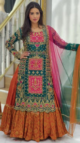 Festive Special Elegant Green Embroidered Sharara Suit with Dupatta