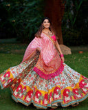Navratri Special Pink-White Butter Silk Digital Printed Lehenga Choli With Dupatta