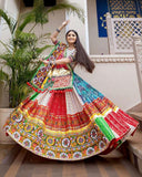 Navratri Special White Muslin Cotton Multi Printed Lehenga Choli With Dupatta