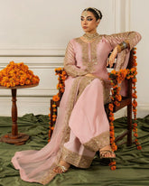 Designer Pink Chinon Silk Embroidery Work Salwar Suit With Dupatta