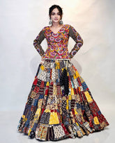 Navratri Special Multi Muslin Cotton Hand Work Lehenga Choli With Dupatta