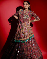 Navratri Special Wine Muslin Cotton Multi Printed Lehenga Choli With Dupatta