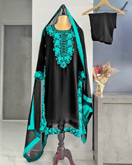 Ready To Wear Multi Soft Georgette Embroidery Work Pakistani Suit With Dupatta