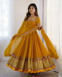 Exclusive Mustard Soft Georgette Anarkali Suit Whit Dupatta