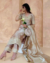 Exclusive Gold Silk Pant Kurti With Dupatta