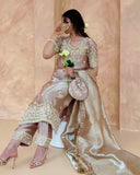 Exclusive Gold Silk Pant Kurti With Dupatta