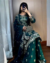 Exclusive Dark Green Soft Georgette Palazo Kurti With Dupatta
