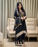 Exclusive Black Soft Chinon Silk Palazo Frock With Dupatta