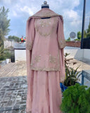 Exclusive Pink Natural Silk Gharara Suit With Dupatta
