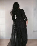 Exclusive Black Natural Crep Farshi Salwar Suit With Dupatta
