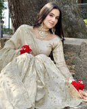 Exclusive Ivory Cream Chinon Silk Gharara Suit With Dupatta