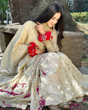 Exclusive Ivory Cream Chinon Silk Gharara Suit With Dupatta