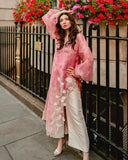 Ready To Wear Blush Pink Pakistani Suit Orgnza Silk Cut Work & Real Mirror Work