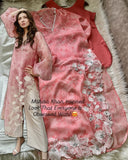 Ready To Wear Blush Pink Pakistani Suit Orgnza Silk Cut Work & Real Mirror Work