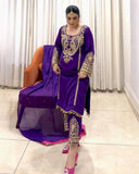 Ready To Wear Purple Soft Georgette Kurti Pant With Dupatta