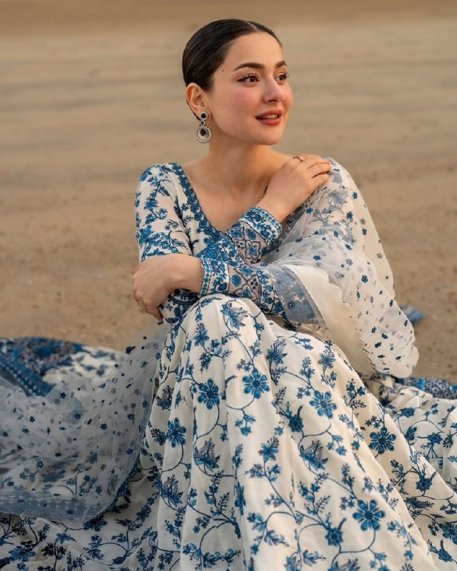 Premium White Soft Georgette Embroidery Gown Set With Dupatta