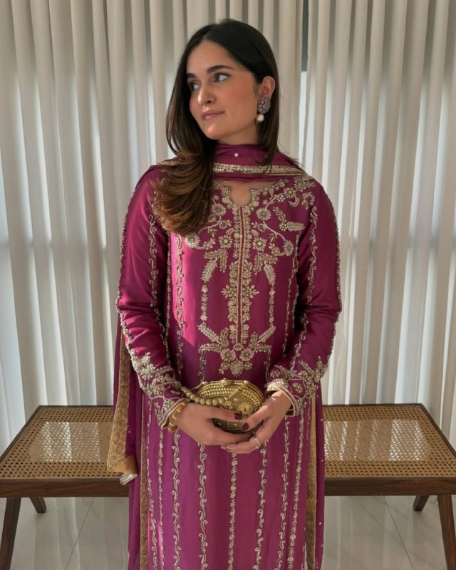 Ready To Wear Pink Natural Crep Silk Embroidery Kurti Pant With  Dupatta