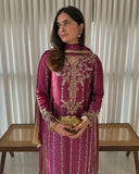 Ready To Wear Pink Natural Crep Silk Embroidery Kurti Pant With  Dupatta
