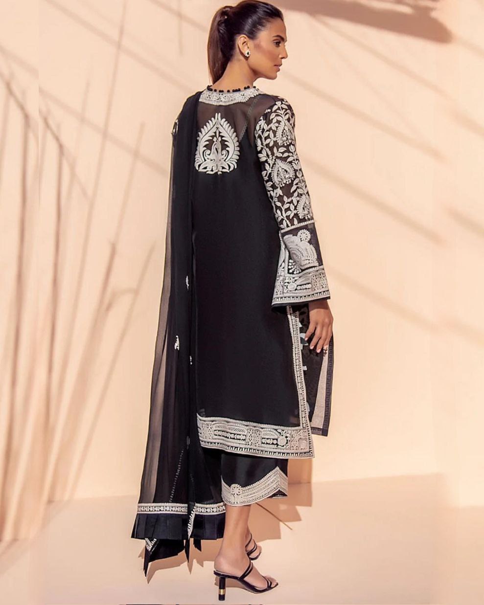 Ready To Wear Black Heavy Georgette Embroidery Work Pakistani Suit With Dupatta