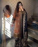 Exclusive Black Brown Soft Georgette Embroidery Palazo Kurti With Dupatta