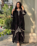 Exclusive Black And Red Soft Georgette Embroidery Palazo Kurti With Dupatta