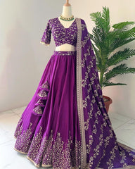 Designer Faux Georgette Embroidery Work Lehenga Choli With Dupatta