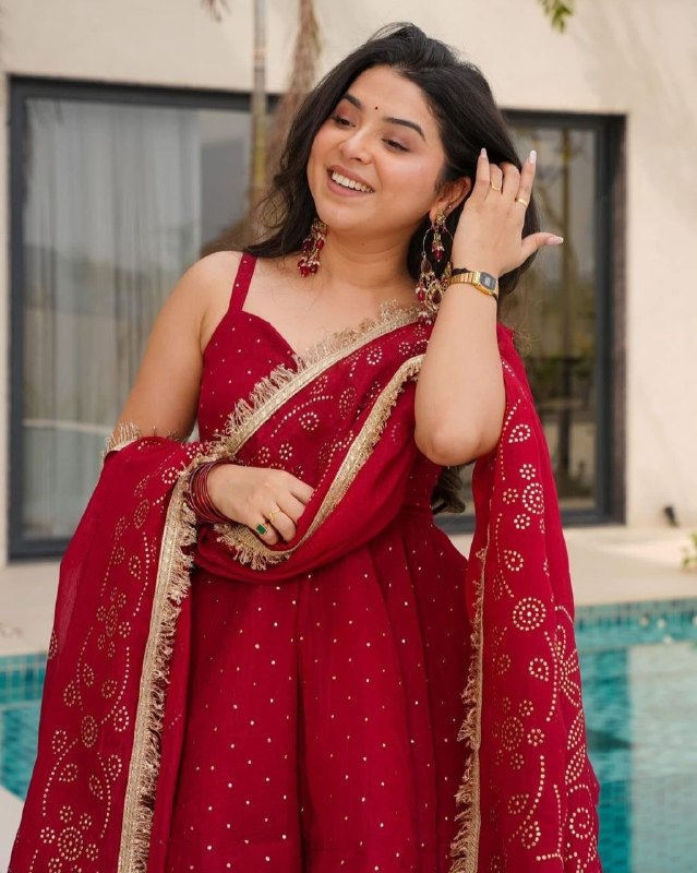Ready To Wear Cream And Red Pure Taby Organza Silk Sharara Suit With Dupatta