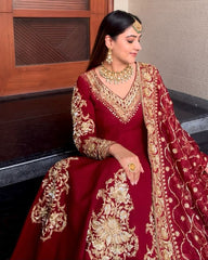 Exclusive Red Soft Georgette Embroidery Anarkali Suit With Dupatta