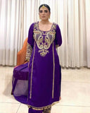 Ready To Wear Purple Soft Georgette Kurti Pant With Dupatta