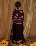 Exclusive Deep Wine Premium Velvet Embroidery Palazo Kurti With Dupatta