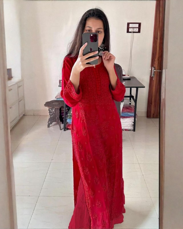 Ready To Wear Red Black Green Blue Purple Chikankari Kurti Palazo With Dupatta