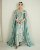 Ready To Wear Sea Green Simmer Silk Palazo Kurti With Dupatta