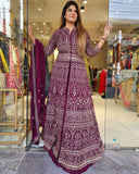 Premium Purple Heavy Georgette Embroidery Gown Suit With Dupatta